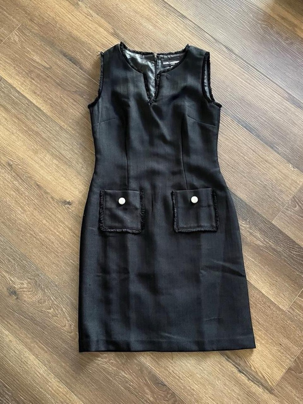 Karl Lagerfield Black Tweed Dress sleeveless mini dress - Picture 2 of 6